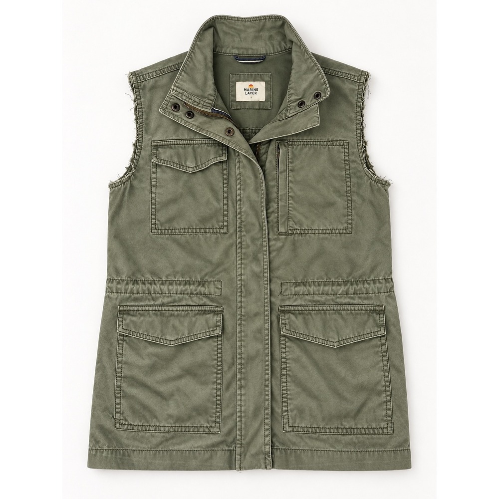 Marine Layer Womens Utility Vest Olive Green Military Field Jacket Small